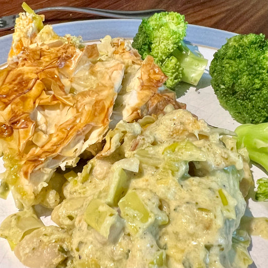 Squash, Leek & Ricotta Filo Pie (V)